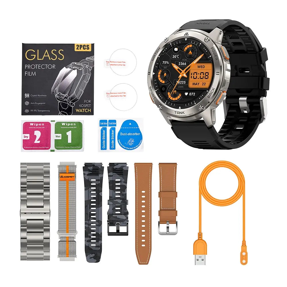 kospet-tank-3-smartwatch-black-silicone-straps#color_silver^package_Ultimate Pack