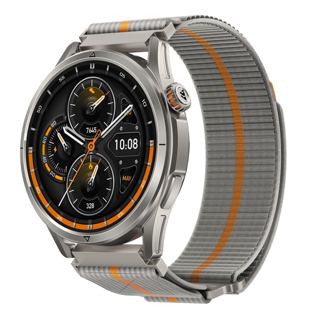 KOSPET 22mm Woven Nylon Sport Loop Strap
#color_Silver Grey / Orange Stripe