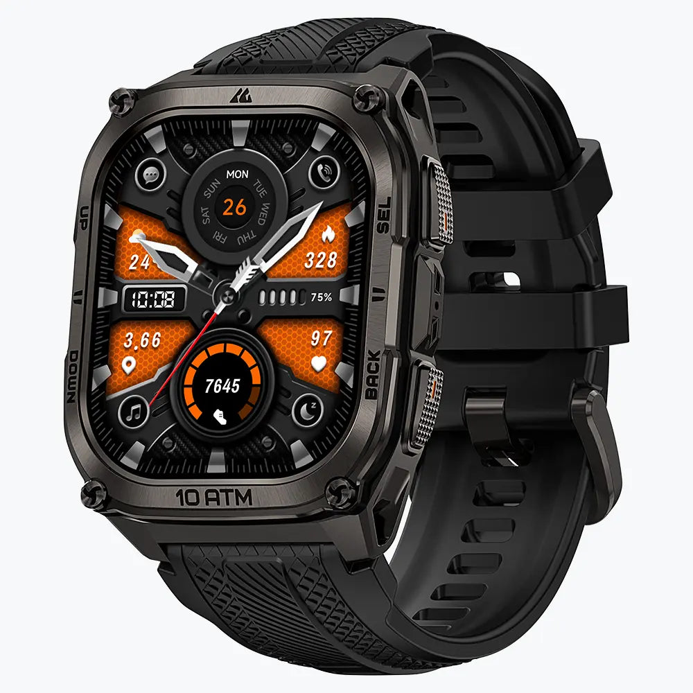 KOSPET tank m4 smartwatch black with silicone straps#color_black^package_Silicone Basic