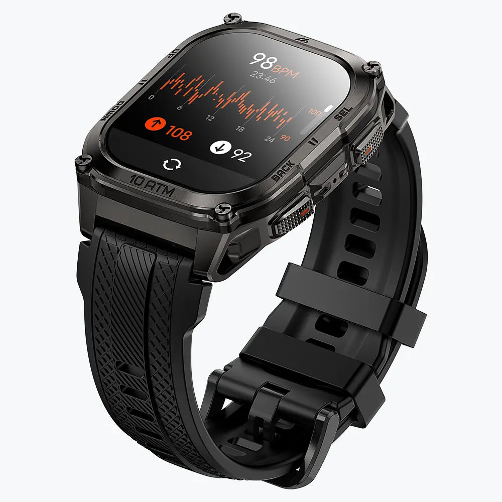 KOSPET tank m4 smartwatch black with silicone straps#color_black^package_Silicone Basic