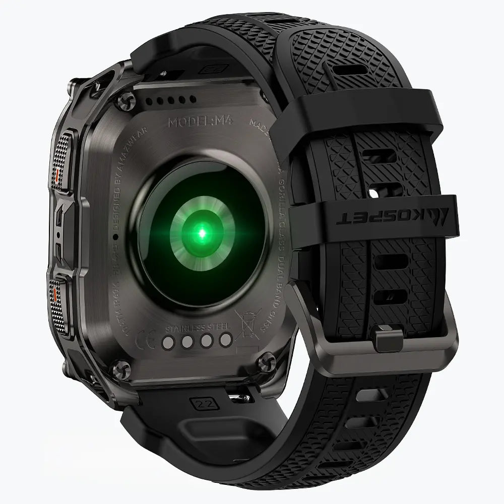 KOSPET tank m4 smartwatch black with silicone straps#color_black^package_Silicone Basic
