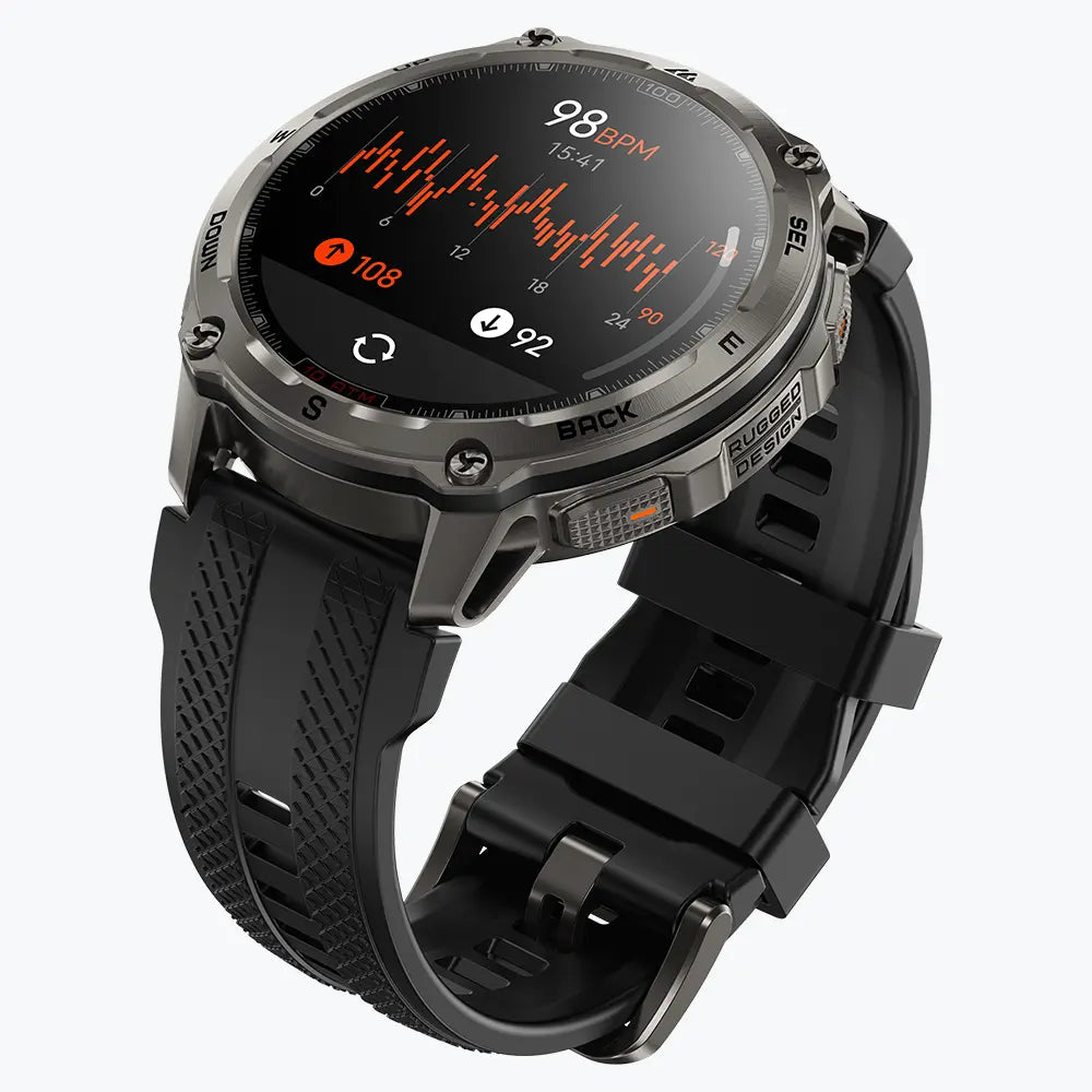 KOSPET tank t4 smartwatch black with silicone straps#color_black^package_Silicone Basic