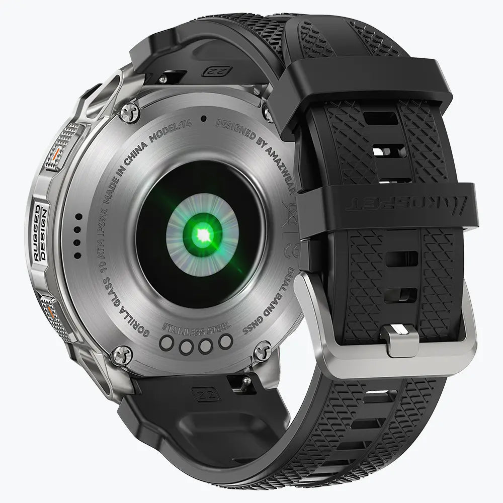 KOSPET tank t4 smartwatch silver with silicone straps#color_silver^package_Silicone Basic