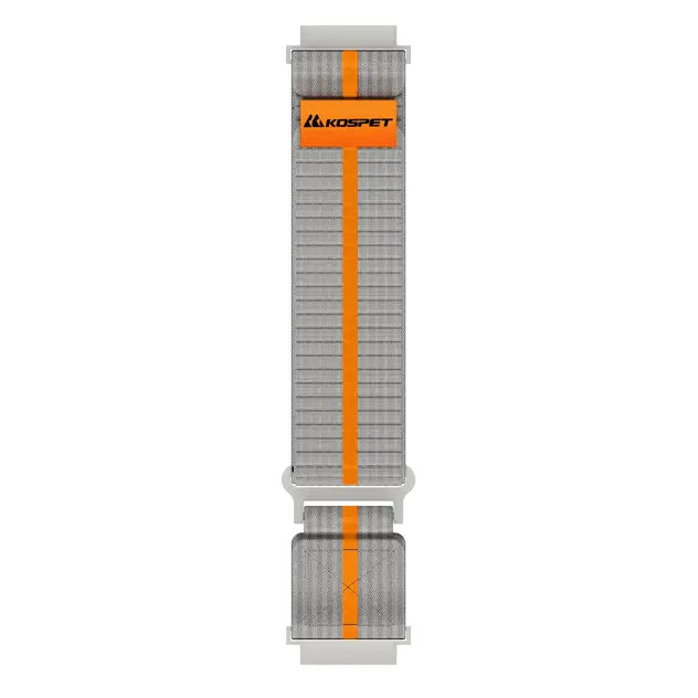 kospet_22mm_woven_nylon_sport_loop_strap#color_Silver Grey / Orange Stripe