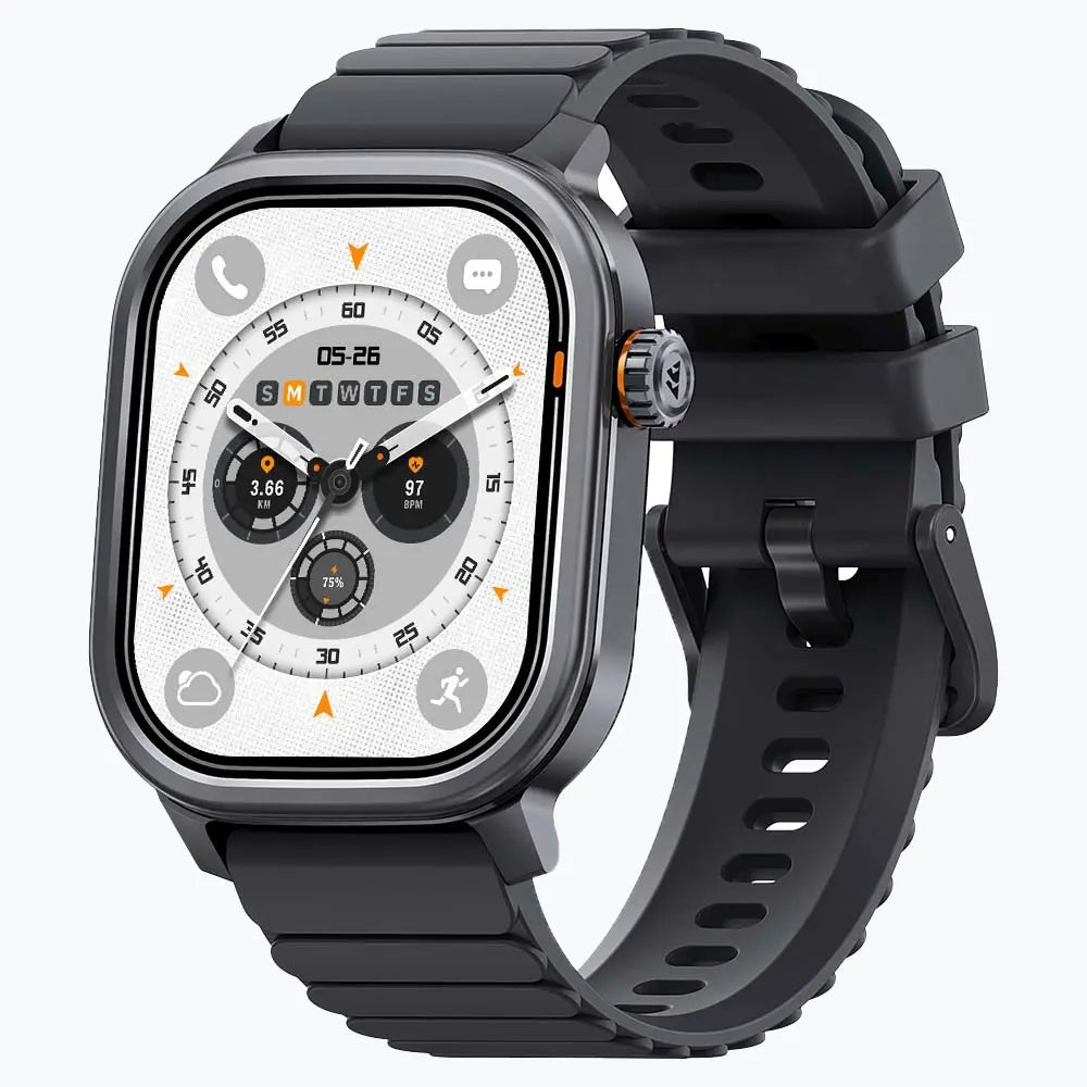 Kospet Magic Pluse Smartwatch Black With Black Silicone Strap #color_Graphite Grey