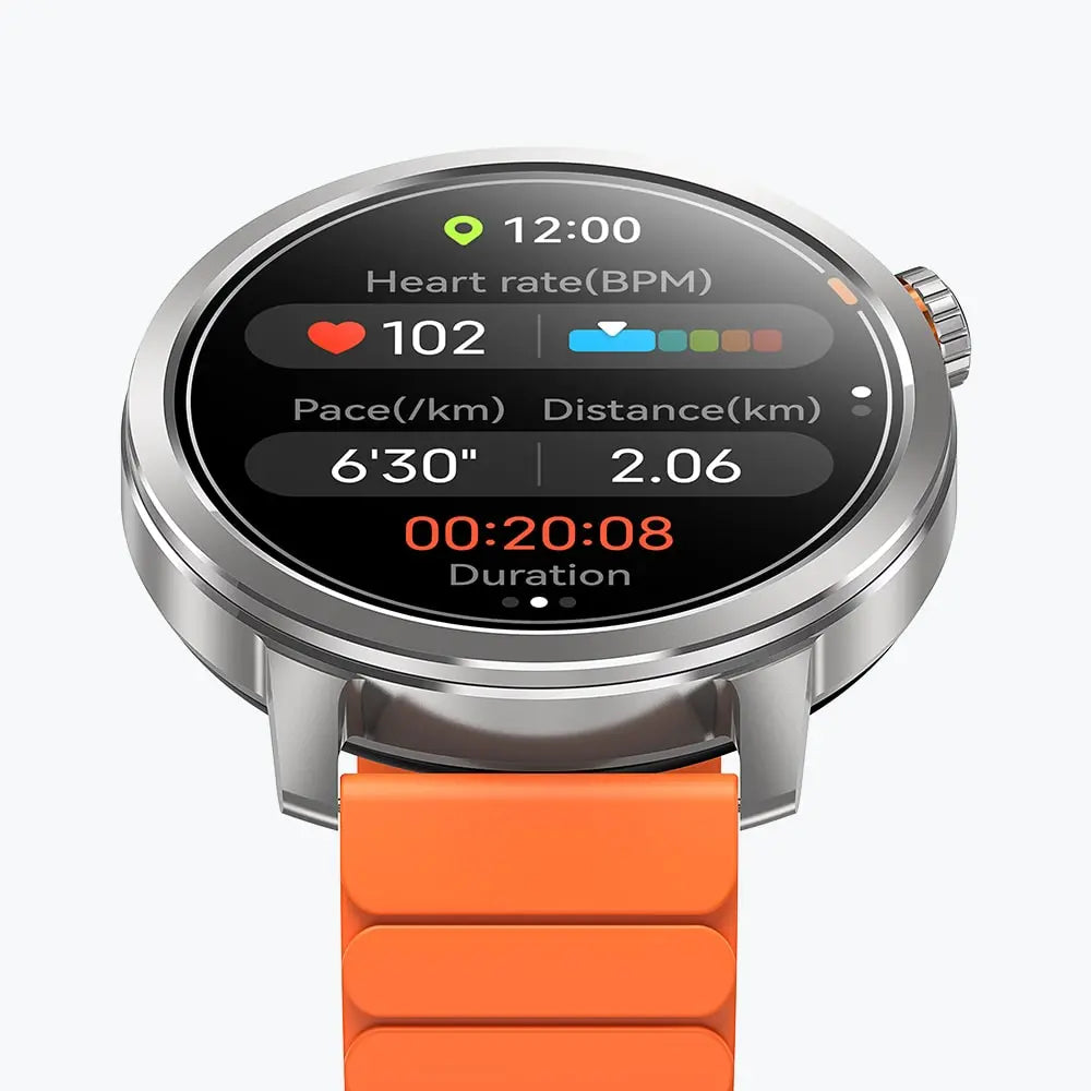 Kospet Magic Orb Smartwatch Silver With Orange Silicone Strap#color_Icy Silver