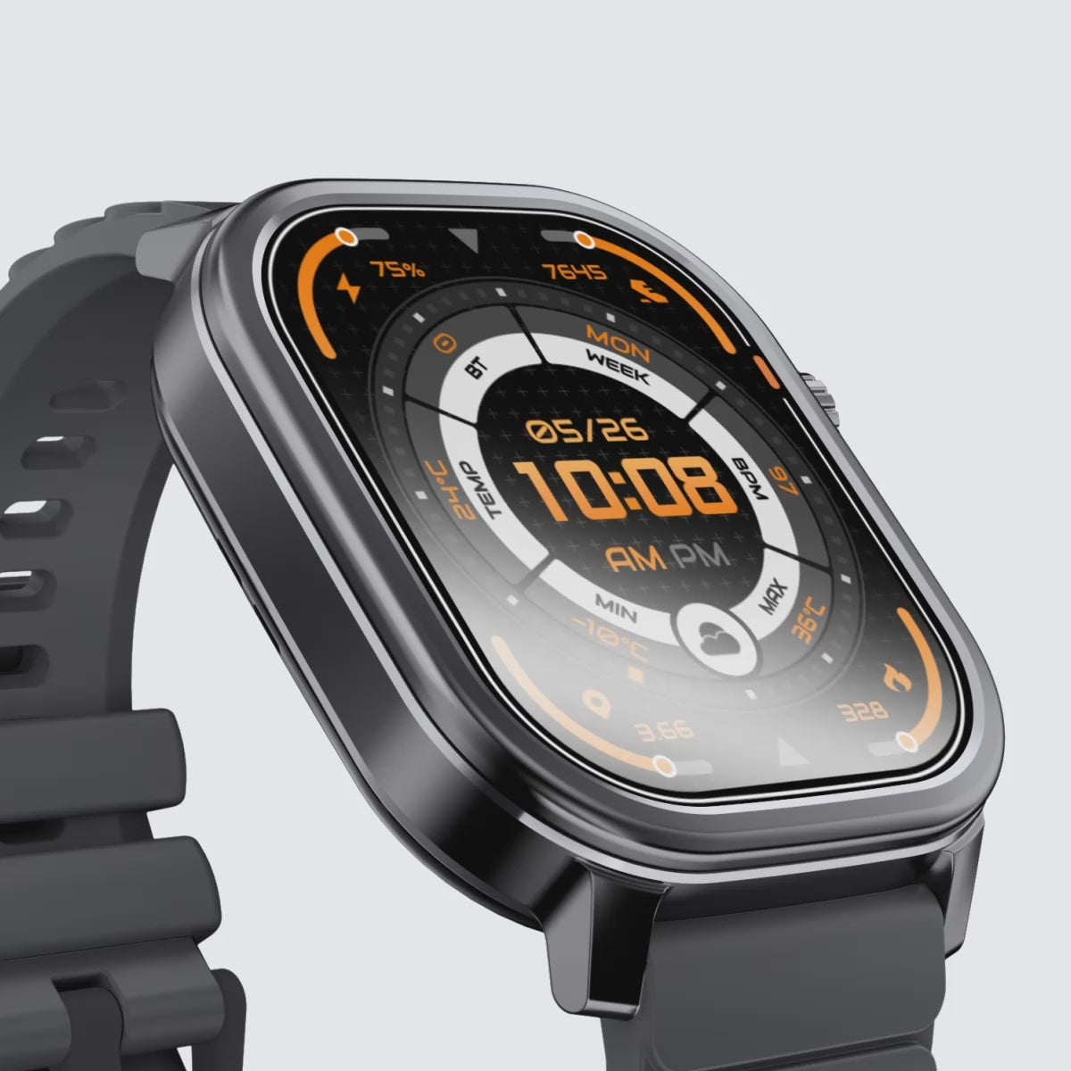 Kospet Magic Pluse Smartwatch Black With Black Silicone Strap #color_Graphite Grey